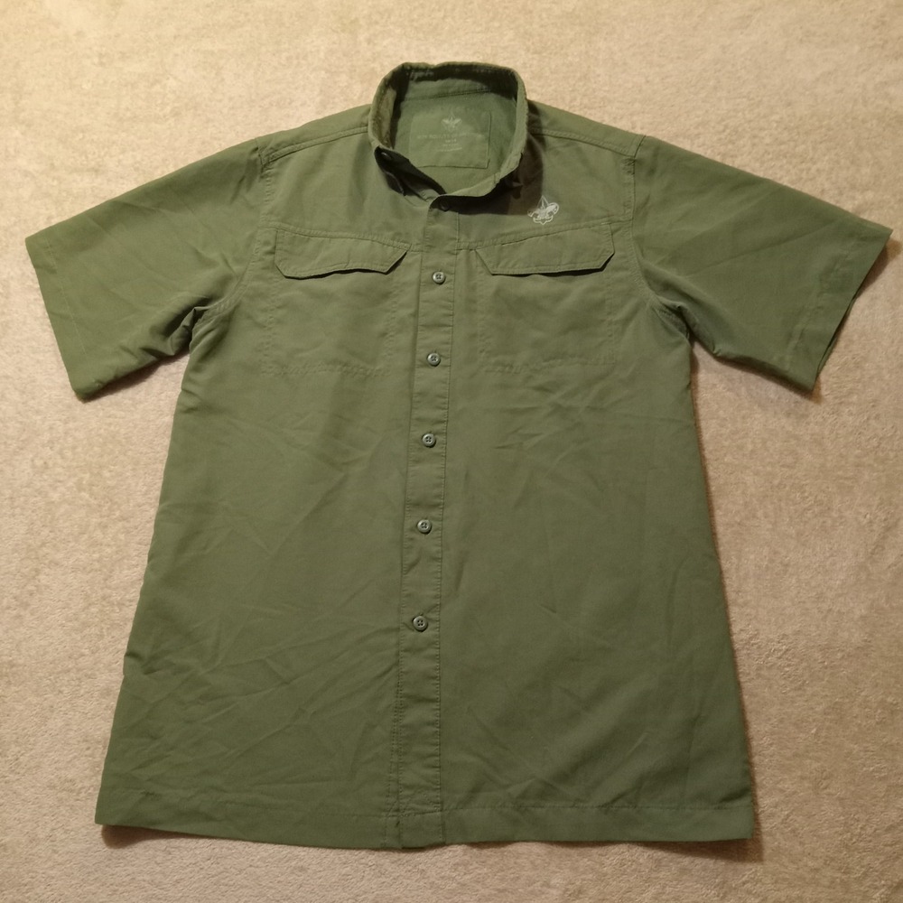 Boy Scouts of Ameria Short Sleeve Button Down Shirt Men's Small Green